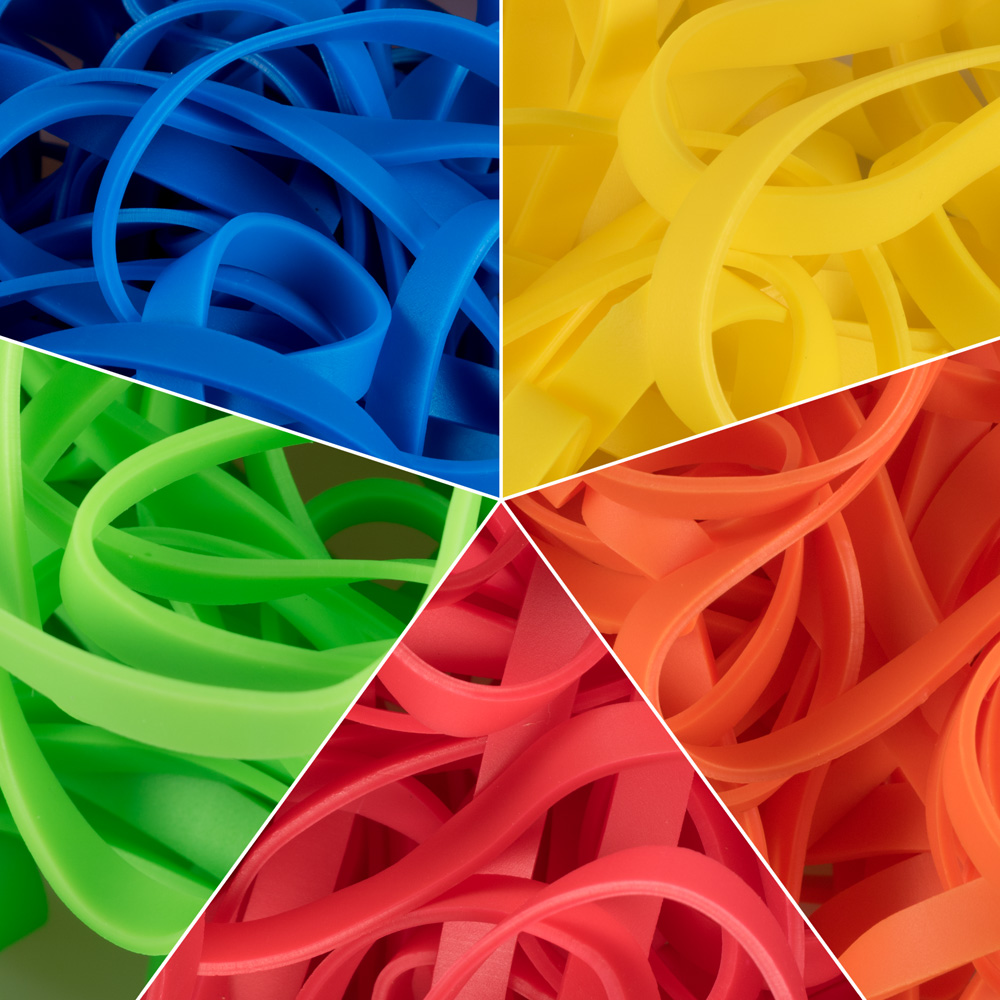 Assorted Size 64 Rubber Bands - 5 Packs of 100