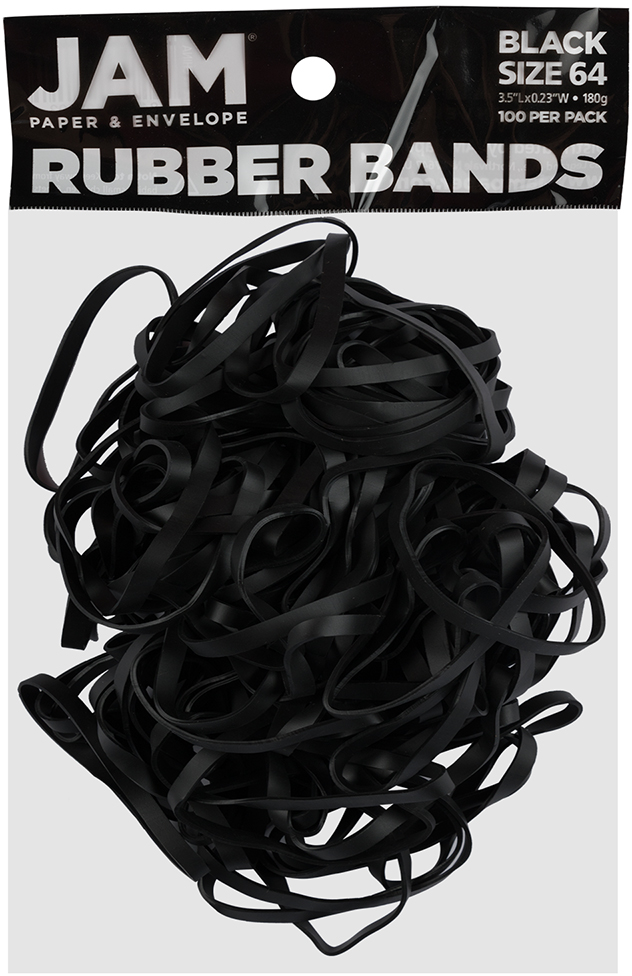Black Size 64 Rubber Bands - 100 Pack