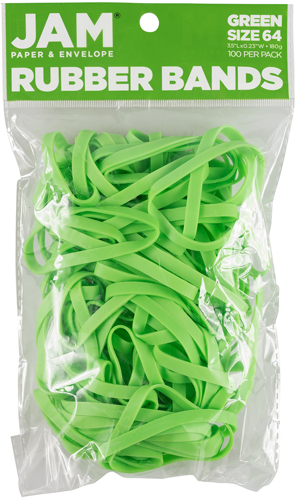 Green Size 64 Rubber Bands - 100 Pack