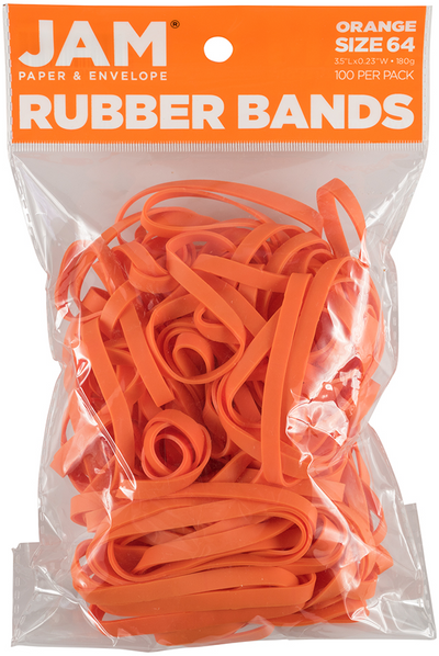 Orange Size 64 Rubber Bands - 100 Pack