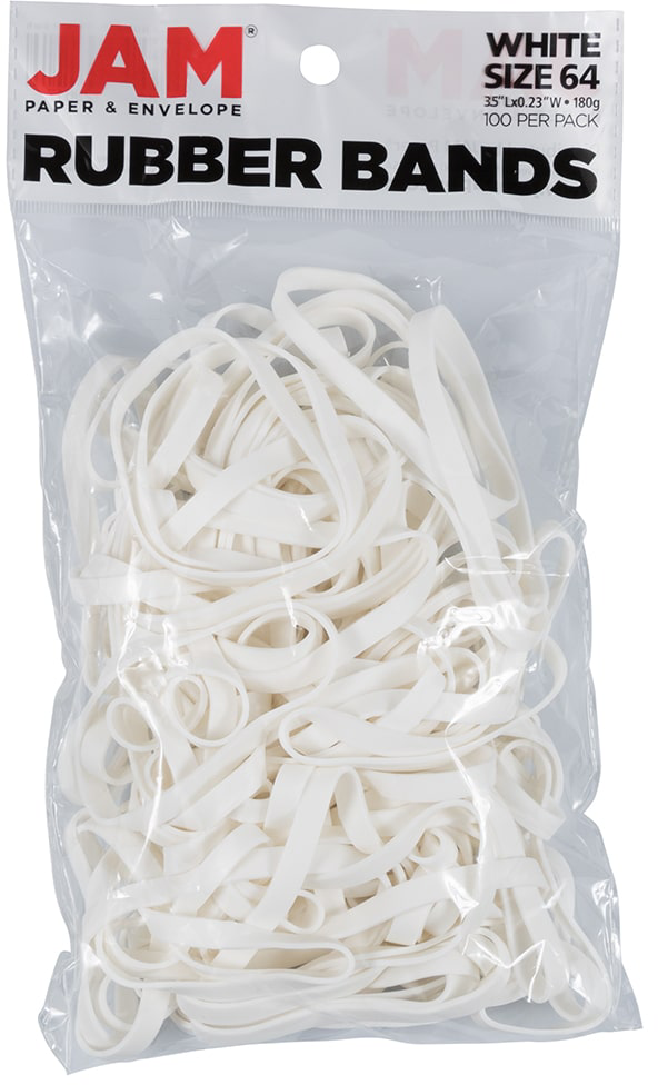 White Size 64 Rubber Bands - 100 Pack
