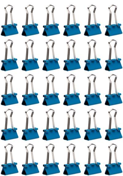 Blue X-Small 15mm Binder Clips - 30 Pack