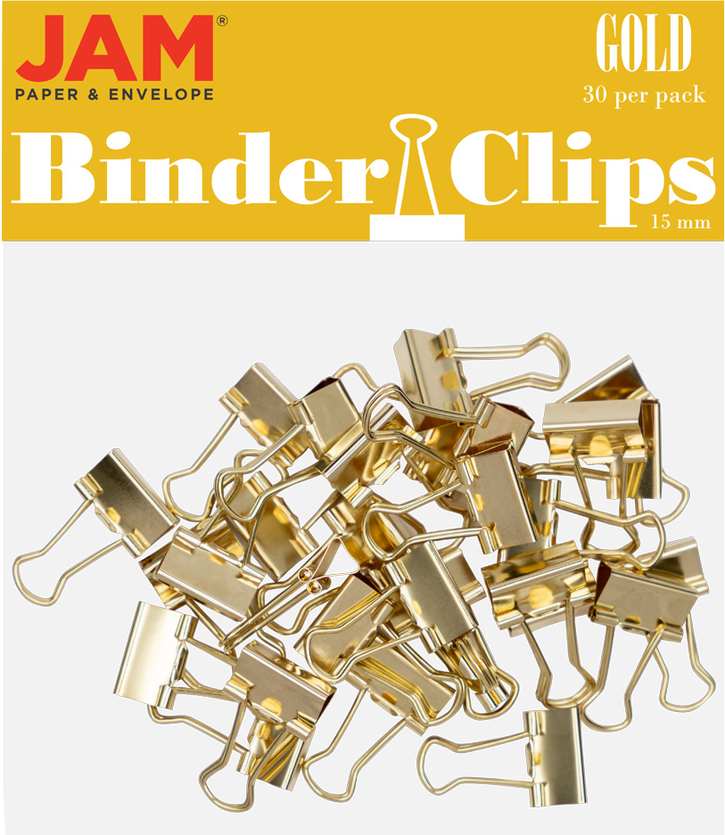 Gold X-Small 15mm Binder Clips - 30 Pack