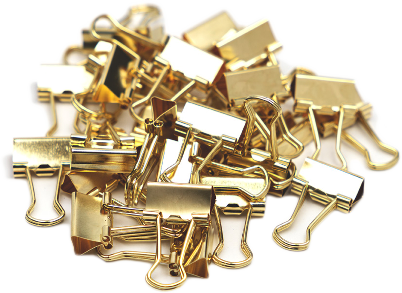 Gold X-Small 15mm Binder Clips - 30 Pack