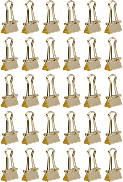 Gold X-Small 15mm Binder Clips - 30 Pack