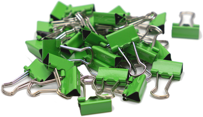 Green X-Small 15mm Binder Clips - 30 Pack