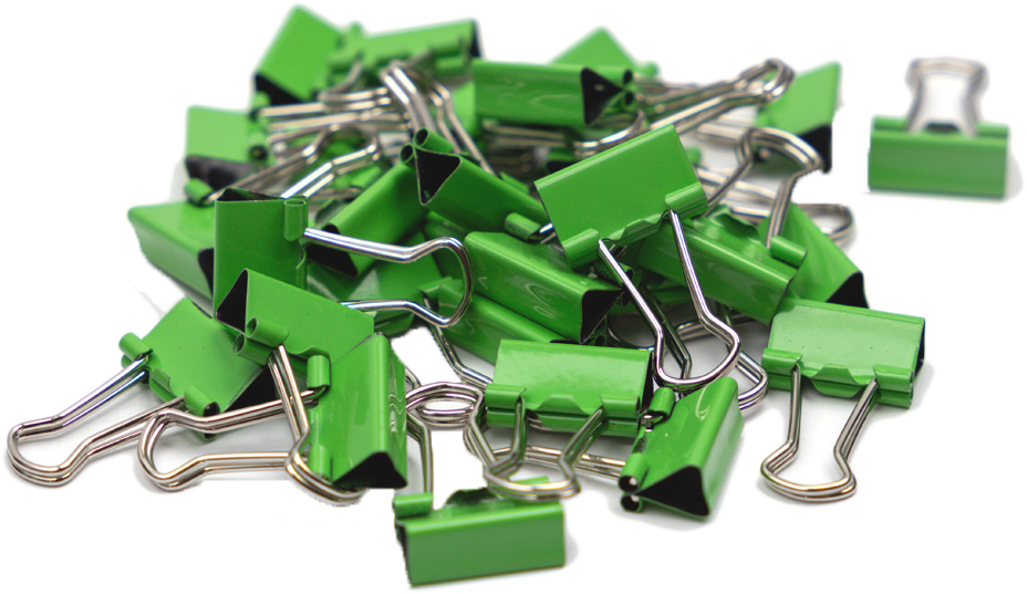 Green X-Small 15mm Binder Clips - 30 Pack