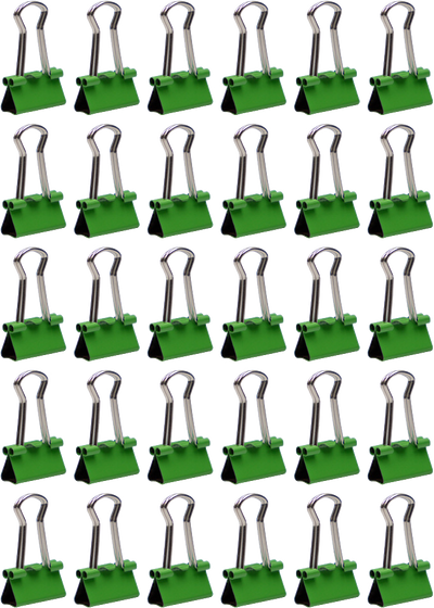 Green X-Small 15mm Binder Clips - 30 Pack