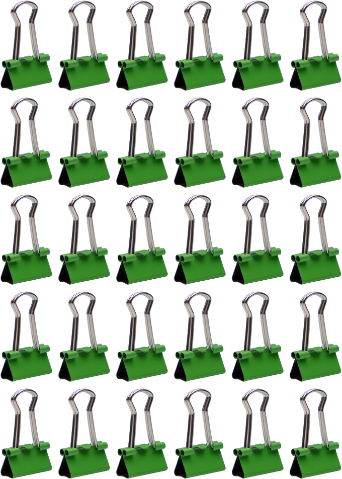 Green X-Small 15mm Binder Clips - 30 Pack