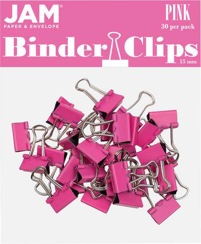 Pink X-Small 15mm Binder Clips - 30 Pack