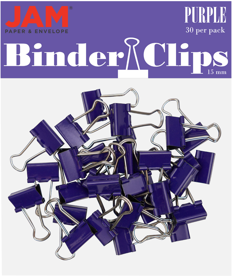 Purple X-Small 15mm Binder Clips - 30 Pack