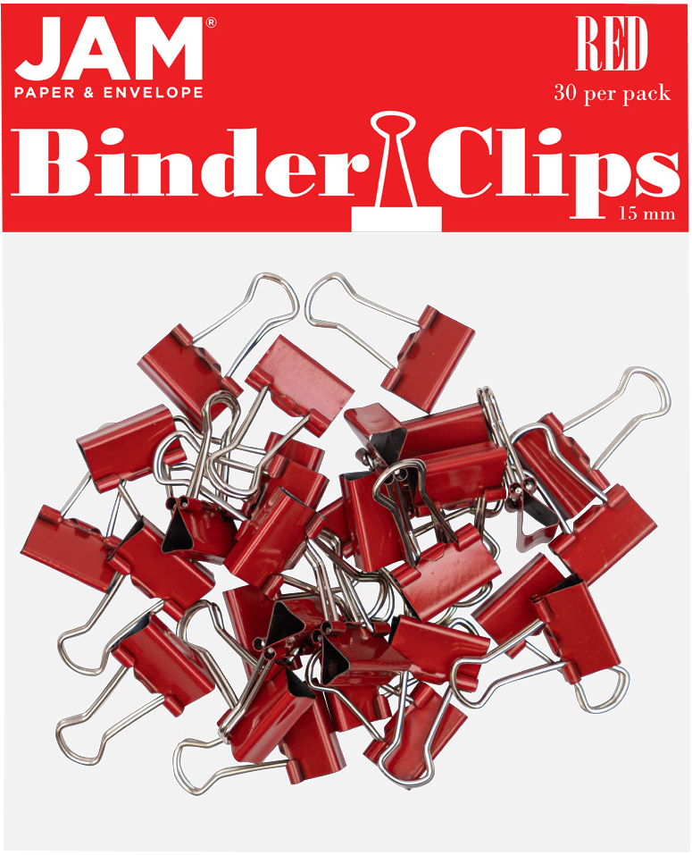 Red X-Small 15mm Binder Clips - 30 Pack