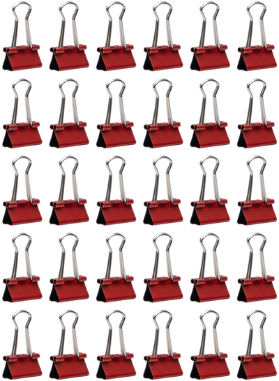Red X-Small 15mm Binder Clips - 30 Pack