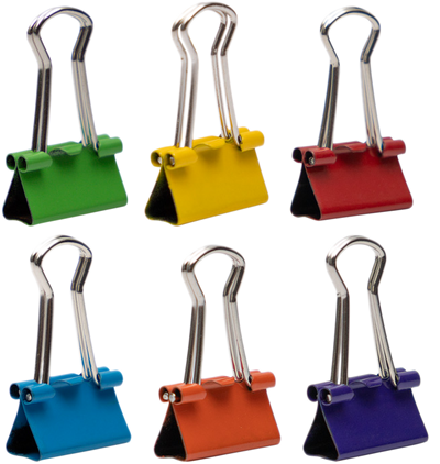 Assorted X-Small 15mm Binder Clips - 6 Packs of 30