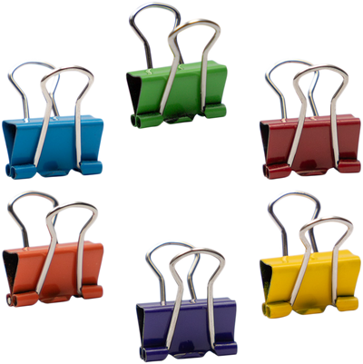 Assorted X-Small 15mm Binder Clips - 6 Packs of 30