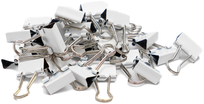 White X-Small 15mm Binder Clips - 30 Pack