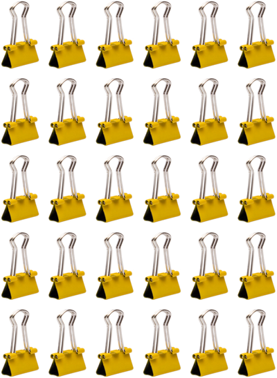 Yellow X-Small 15mm Binder Clips  - 30 Pack