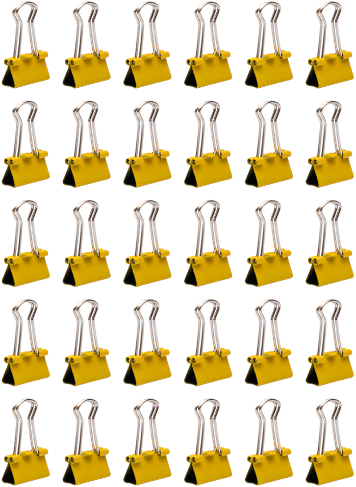 Yellow X-Small 15mm Binder Clips  - 30 Pack
