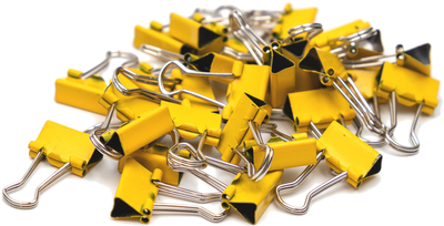 Yellow X-Small 15mm Binder Clips  - 30 Pack