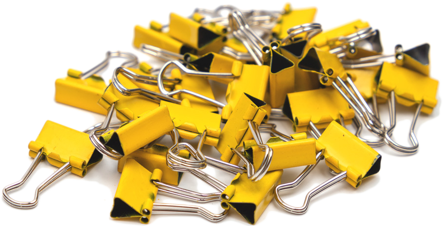 Yellow X-Small 15mm Binder Clips  - 30 Pack