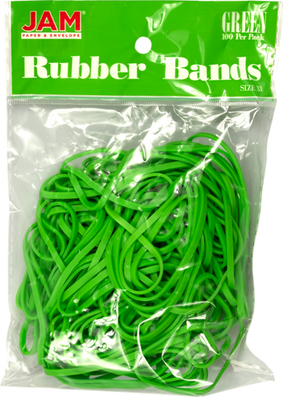 Green Size 33 Rubber Bands - 100 Pack