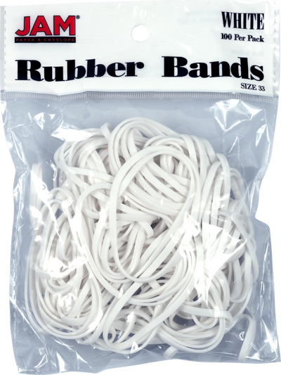 White Size 33 Rubber Bands - 100 Pack