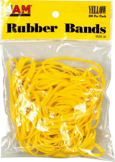 Yellow Size 33 Rubber Bands - 100 Pack