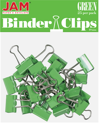 Green Small 19mm Binder Clips - 25 Pack