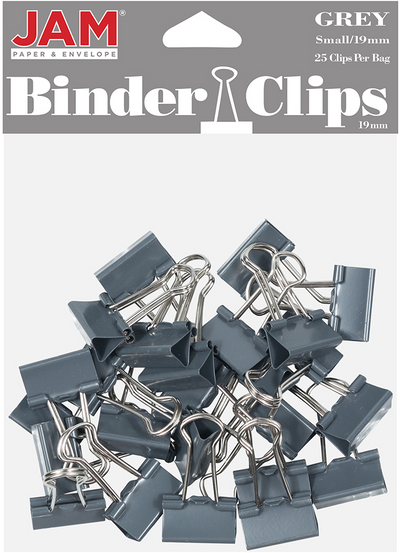 Gray Small 19mm Binder Clips - 25 Pack