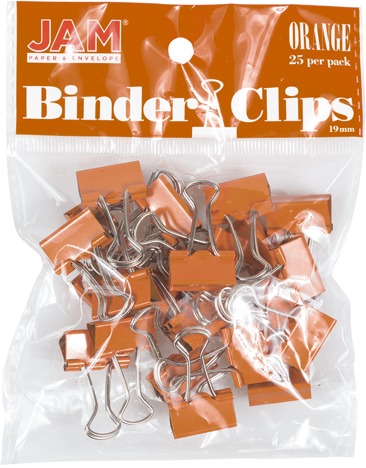 Orange Small 19mm Binder Clips - 25 Pack