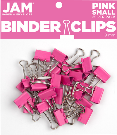 Pink Small 19mm Binder Clips - 25 Pack