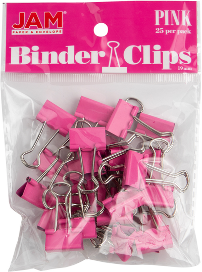 Pink Small 19mm Binder Clips - 25 Pack