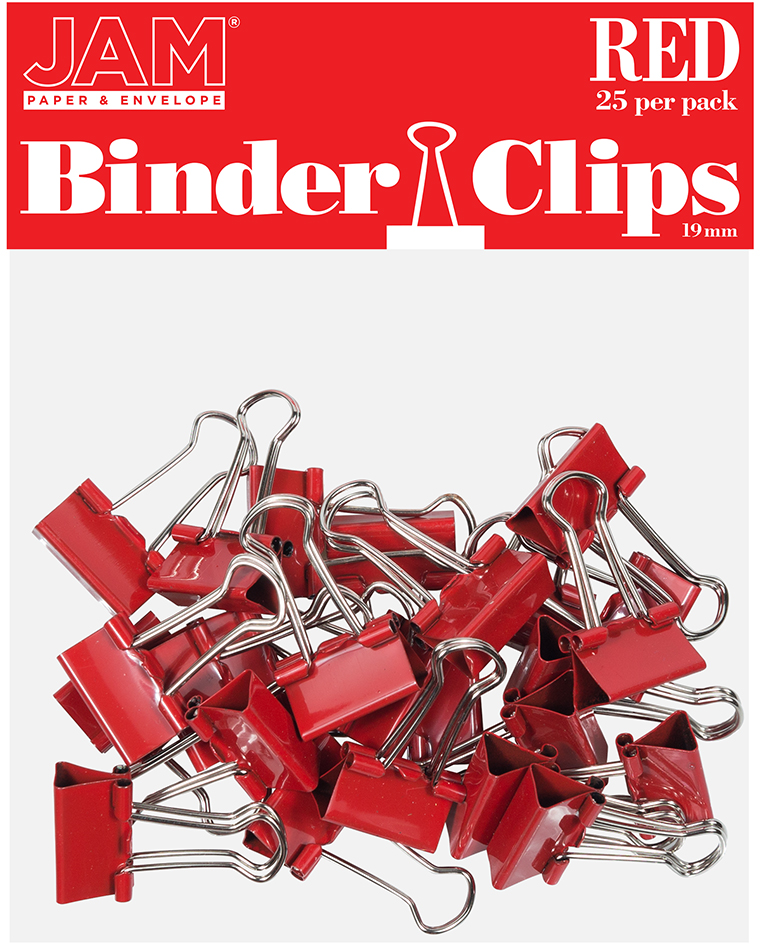 Red Small 19mm Binder Clips - 25 Pack