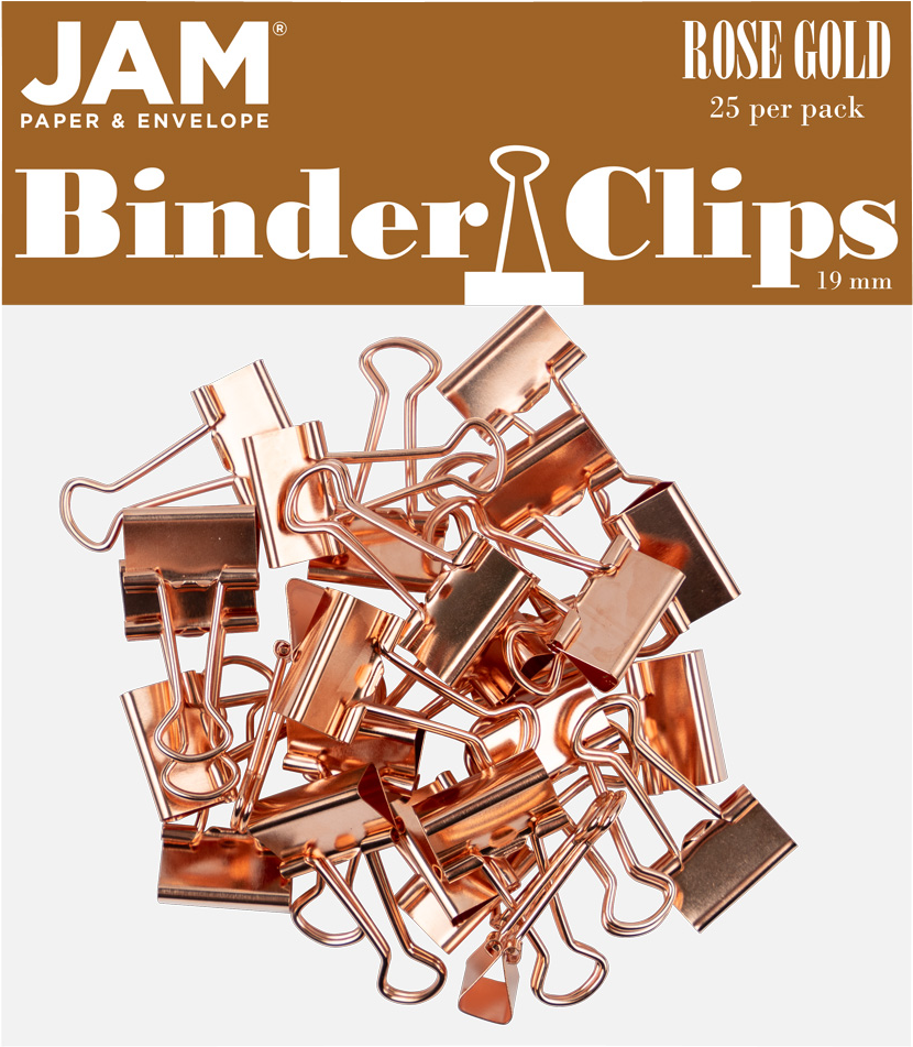 Rose Gold Small 19mm Binder Clips - 25 Pack