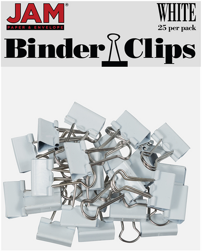 White Small 19mm Binder Clips - 25 Pack