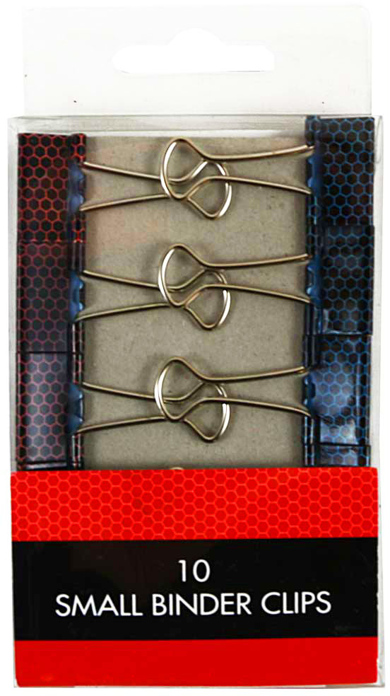 Black with Blue and Brown Honeycomb Small 19mm Binder Clips - 10 Pack