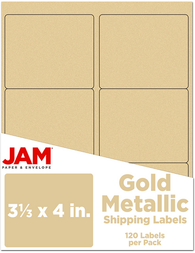 Gold Metallic 3 1/3 x 4 Shipping Labels