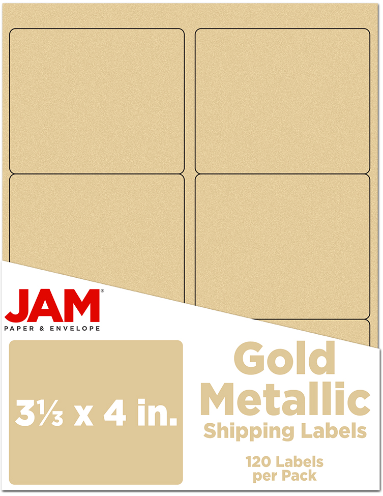 Gold Metallic 3 1/3 x 4 Shipping Labels