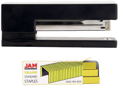 Black Stapler and Yellow Staples Set