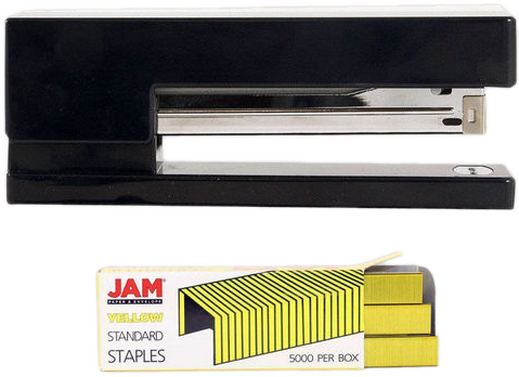 Black Stapler and Yellow Staples Set