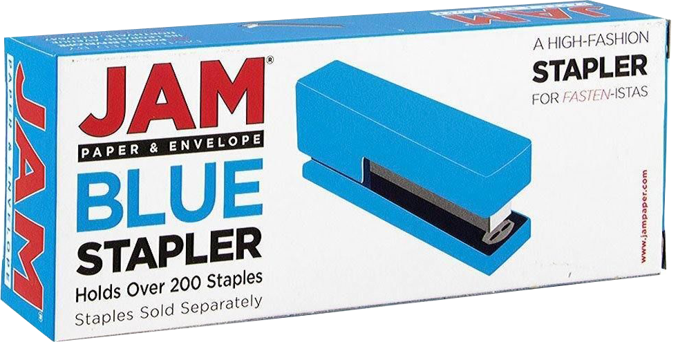 Blue Stapler and Red Staples Set