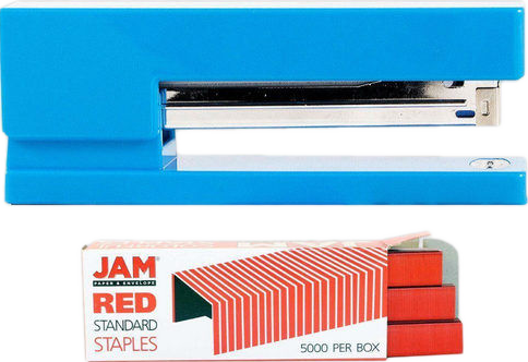 Blue Stapler and Red Staples Set