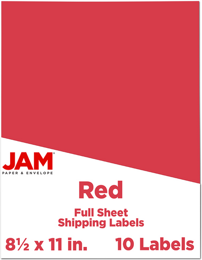 Red 8 1/2 x 11 Full Sheet Shipping Labels