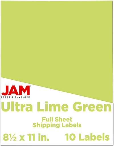 Ultra Lime 8 1/2 x 11 Full Sheet Shipping Labels