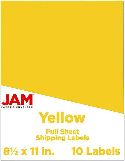 Yellow 8 1/2 x 11 Full Sheet Shipping Labels