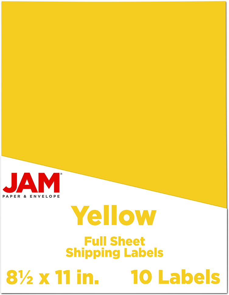 Yellow 8 1/2 x 11 Full Sheet Shipping Labels