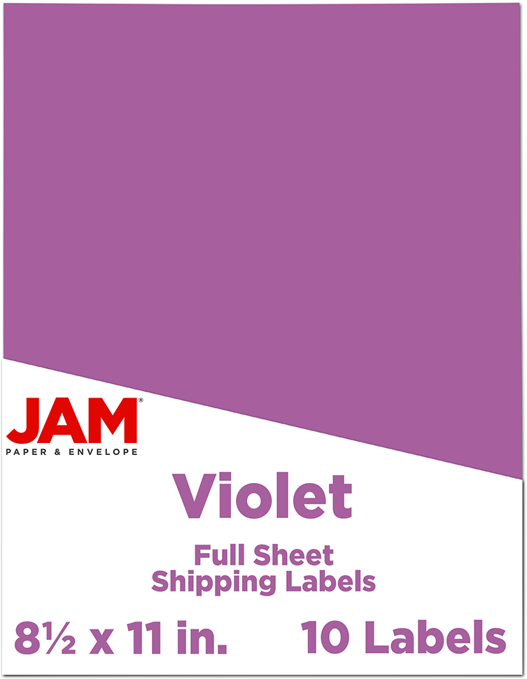 Violet Purple 8 1/2 x 11 Full Sheet Shipping Labels