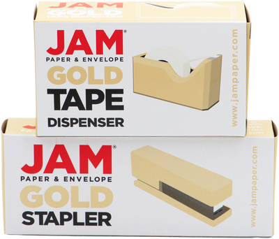 Gold Stapler and Tape Dispenser Desk Set