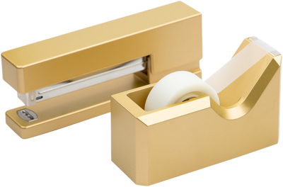 Gold Stapler and Tape Dispenser Desk Set
