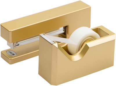 Gold Stapler and Tape Dispenser Desk Set